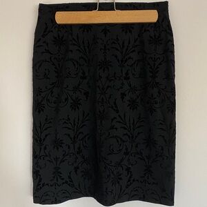 Y2K Black Velvet Brocade Pencil Skirt